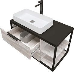 Grossman Мебель для ванной Лофт 90 подвесная шанико/черный – фотография-5